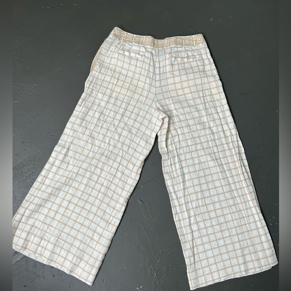 Elevenses Wide Leg Cream and Tan Pants Size 2 - Picture 9 of 11